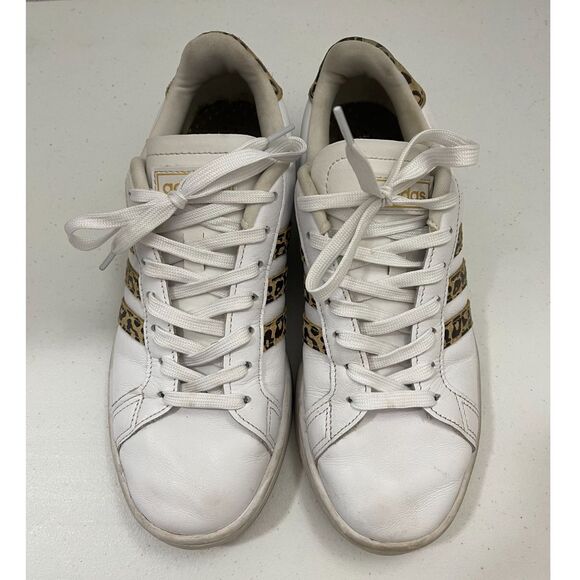 Adidas Grand Court Sneakers White Leopard Print Stripes Women's Size 8 - Picture 4 of 12
